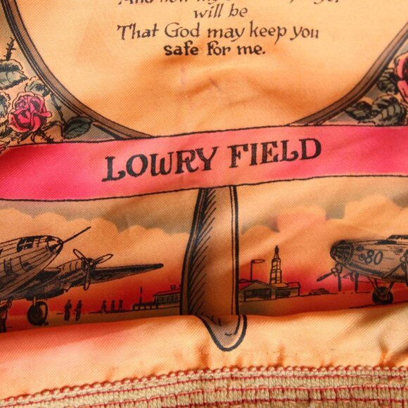 Vintage 1940s Pillowcase, US Army Air Corps Sweetheart Souvenir Orange Satin - Picture 3 of 10